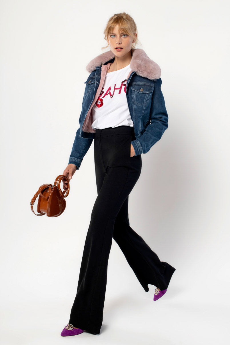 Casaco Curto de Ganga com Pelo