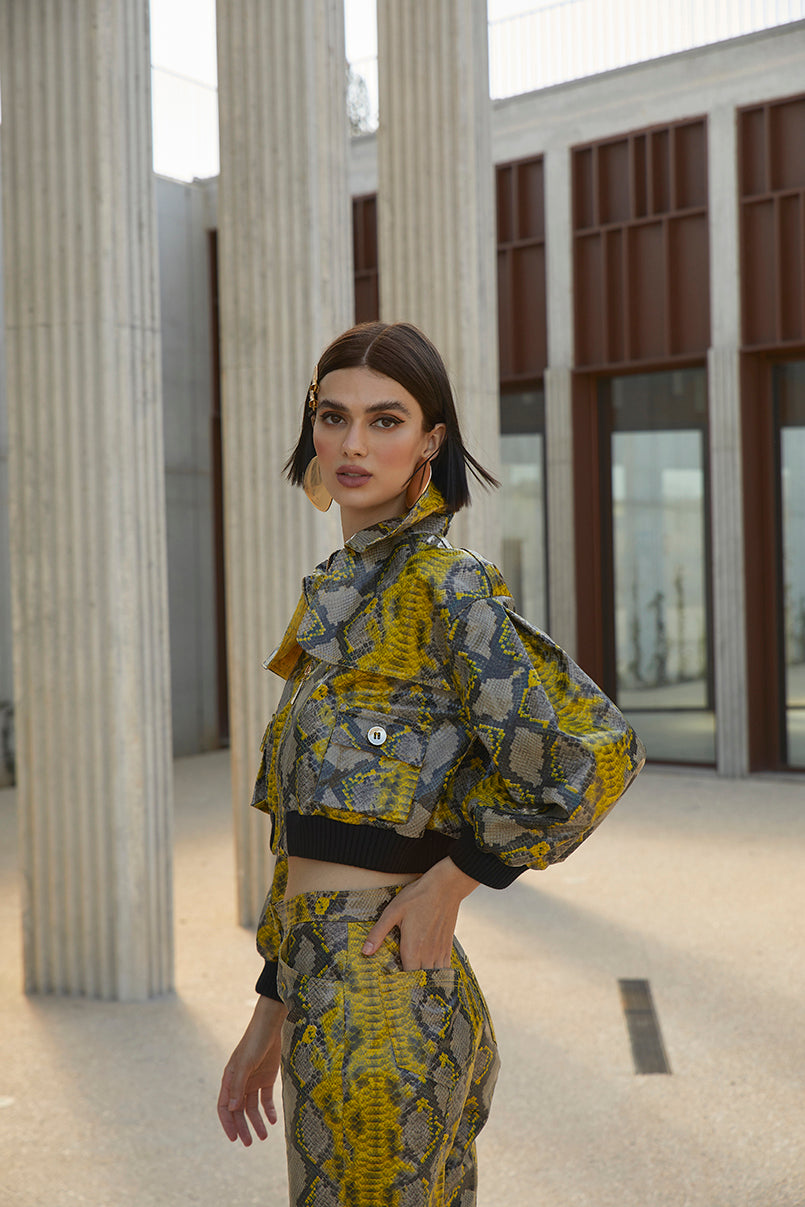 Casaco bomber efeito pele Snake