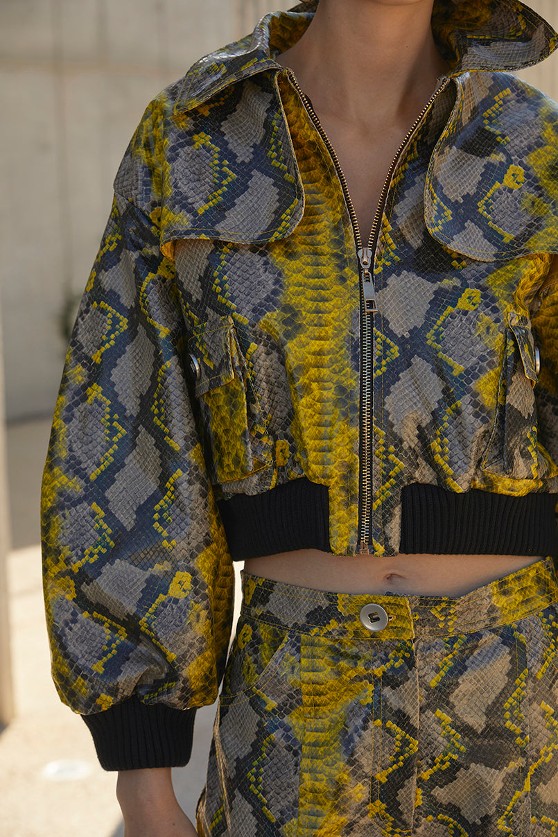 Casaco bomber efeito pele Snake