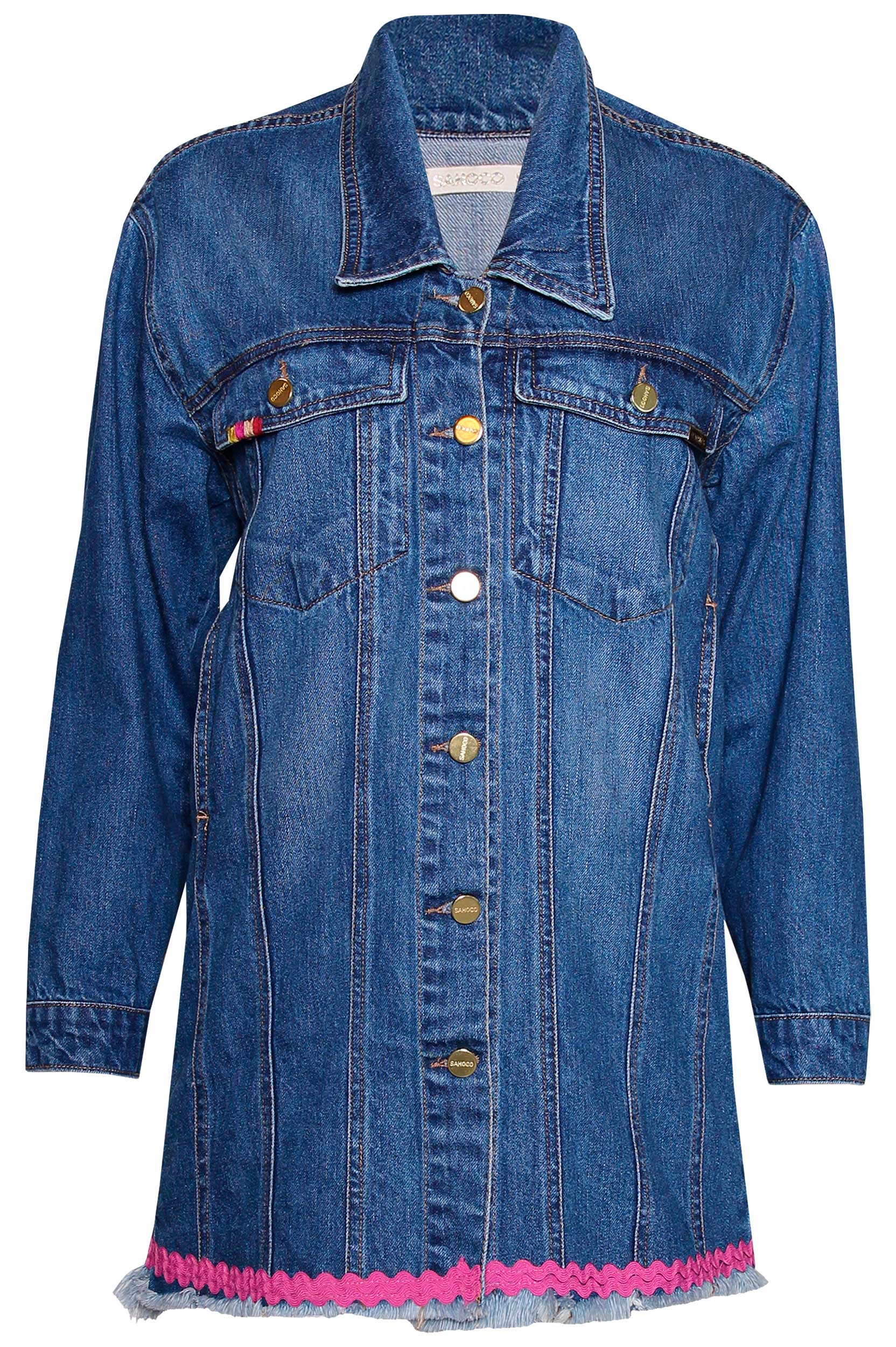 Casaco de Ganga Oversize com Bordado