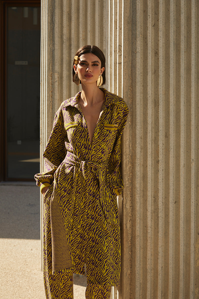 Casaco jacquard tipo Quimono