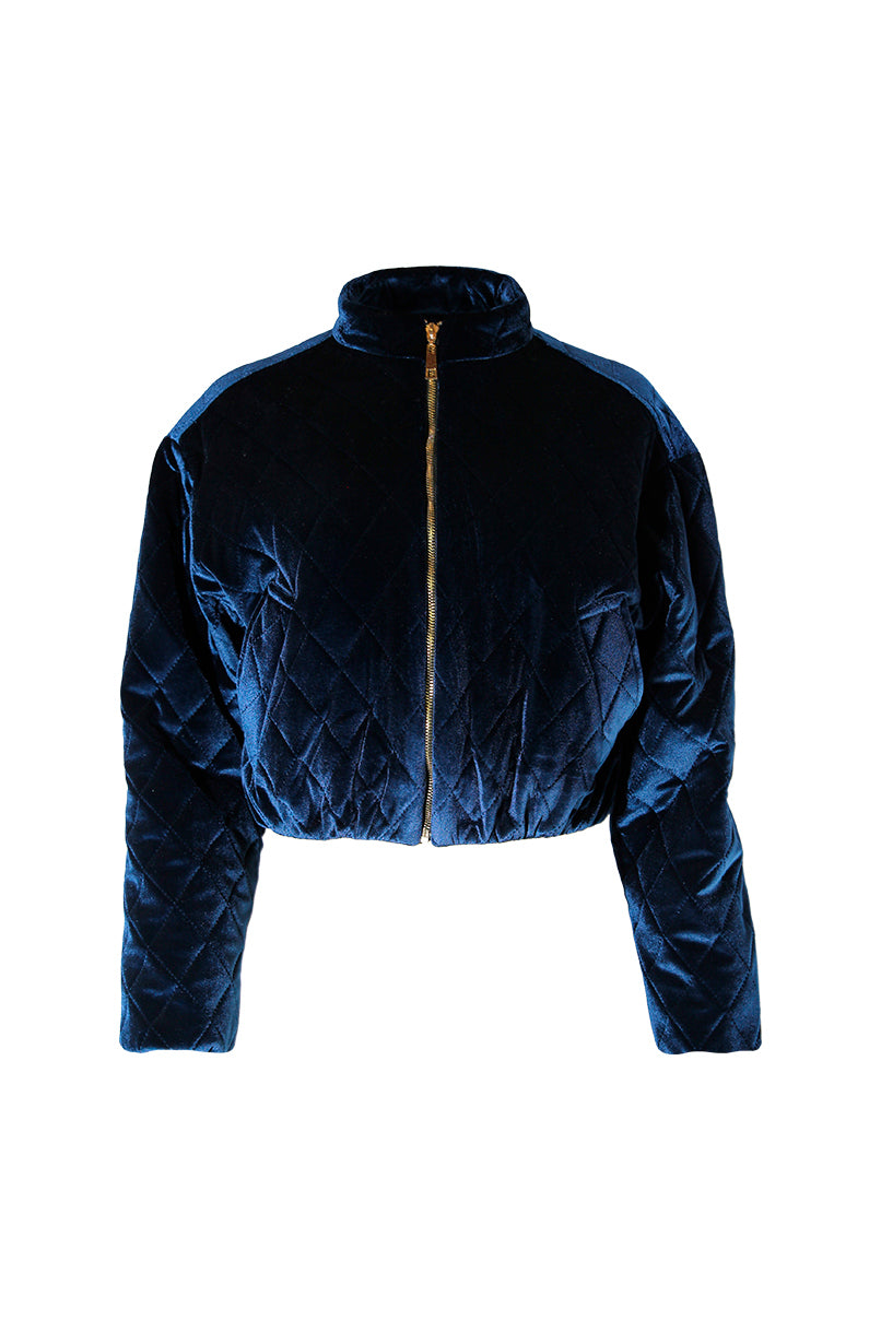 Casaco puffer em veludo