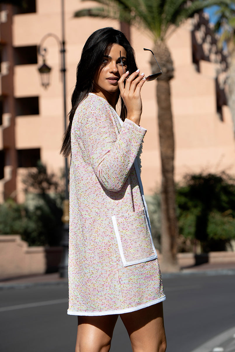 Casaco relaxed fit malha bouclé