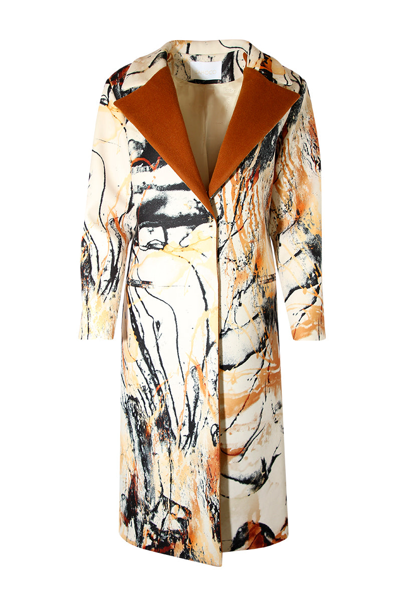 Casaco sobretudo estampado