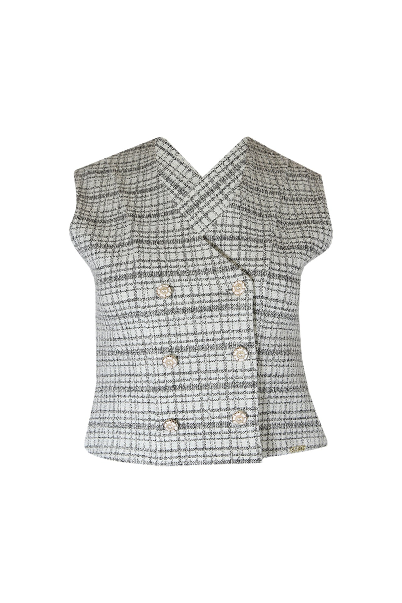 Colete tweed cruzado atrás