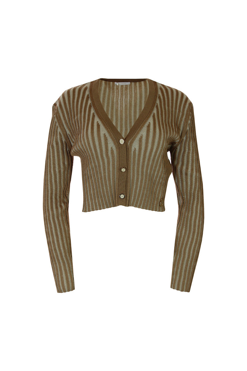 Conjunto casaco e top de malha