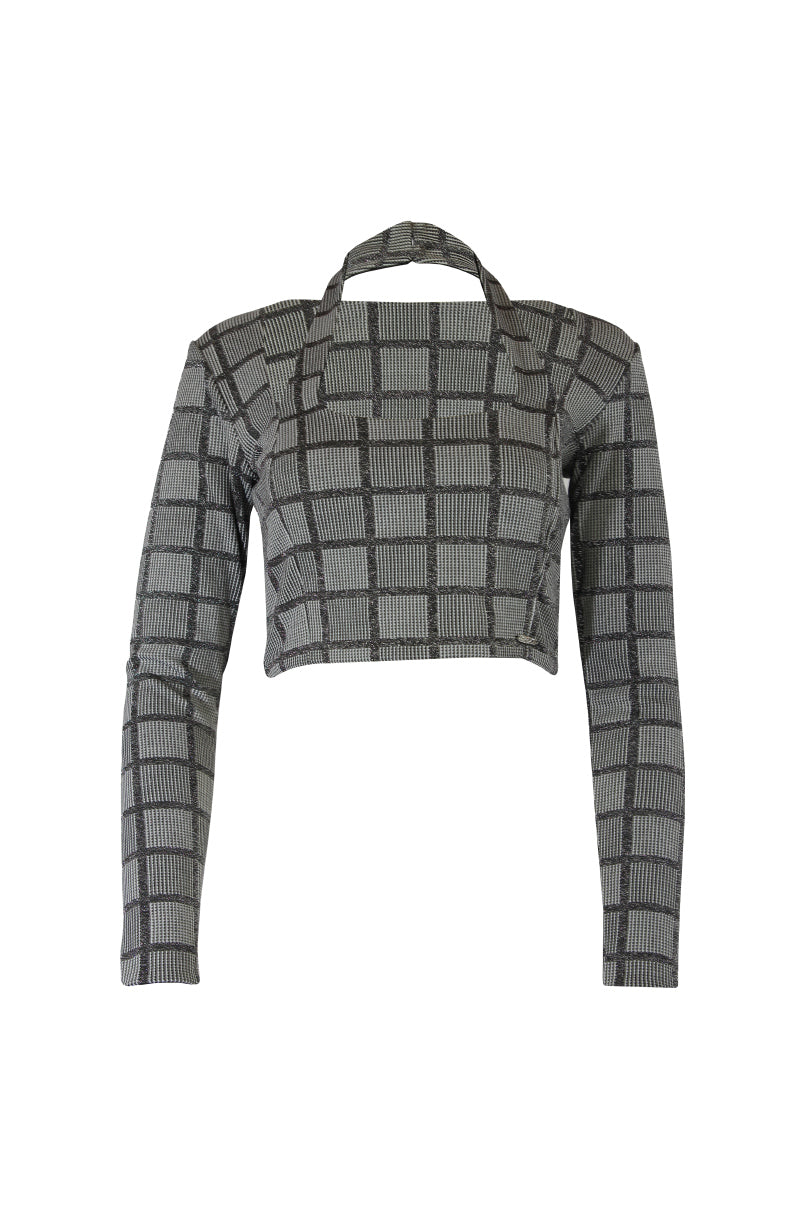 Crop top em malha jacquard