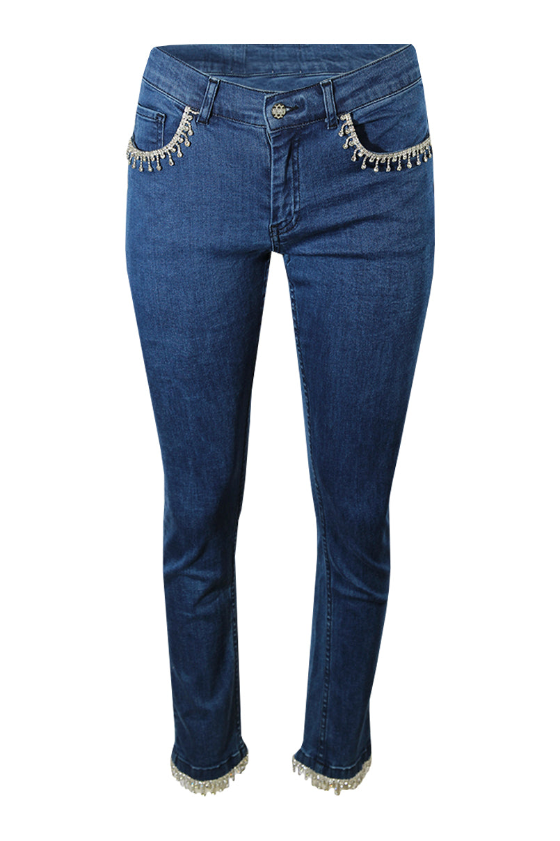 Jeans skinny com strass