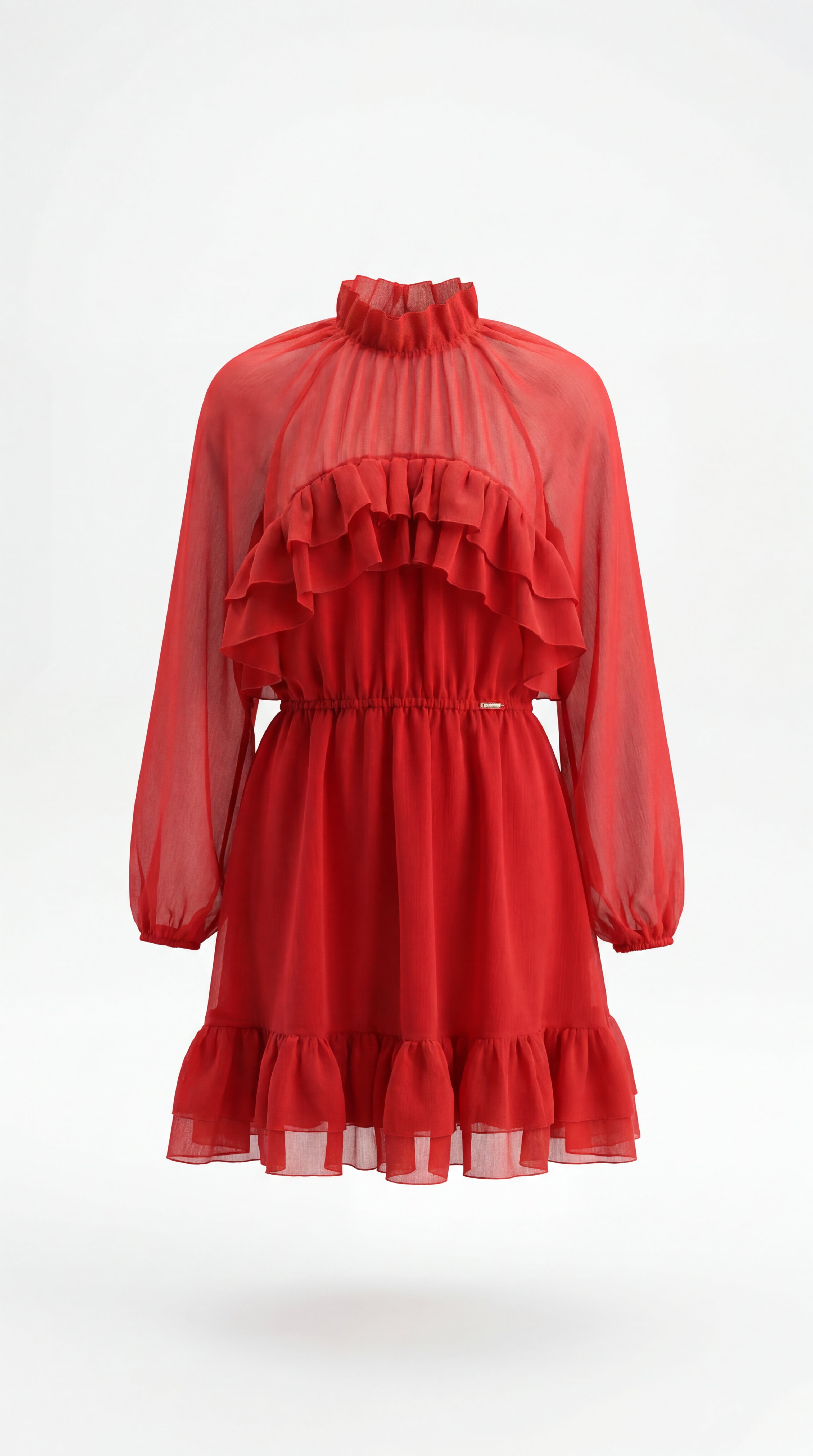 Vestido Fluido com Folhos
