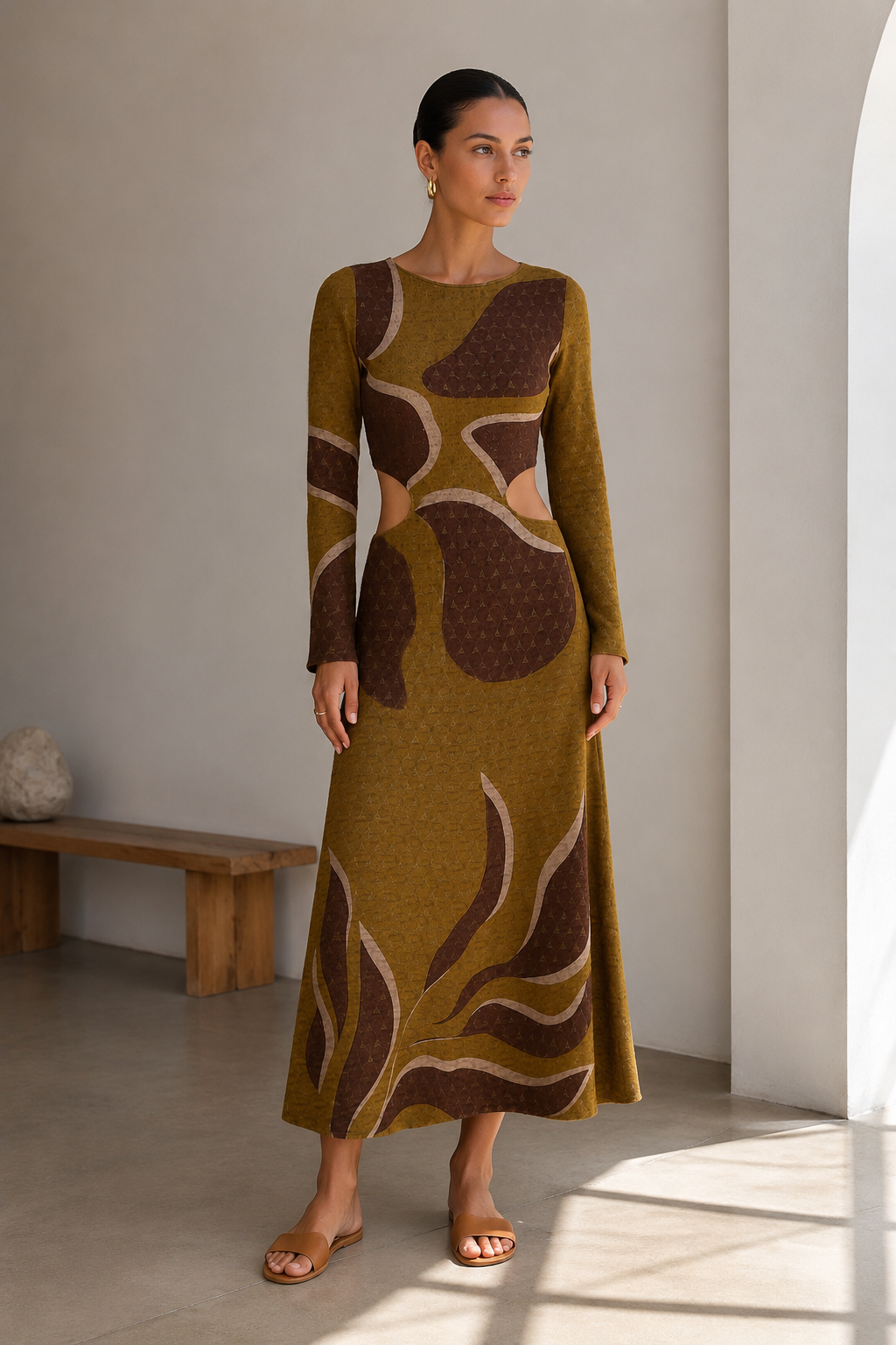 Vestido Comprido de Malha Texturada