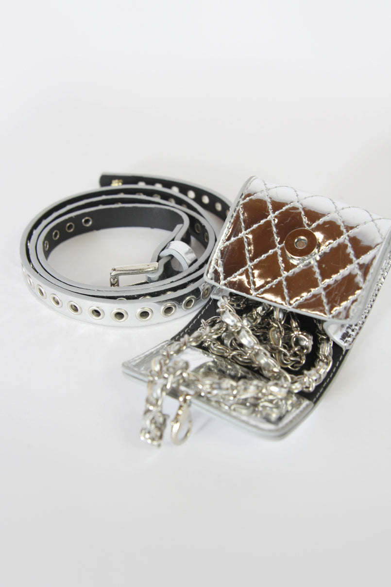Mini bolsa cinto prata