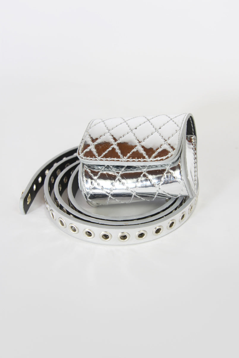 Mini bolsa cinto prata