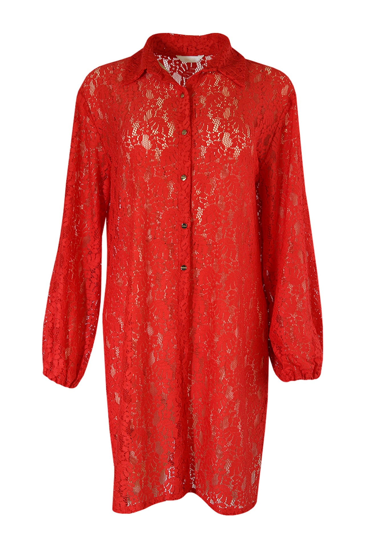 Camisa comprida em malha rendada