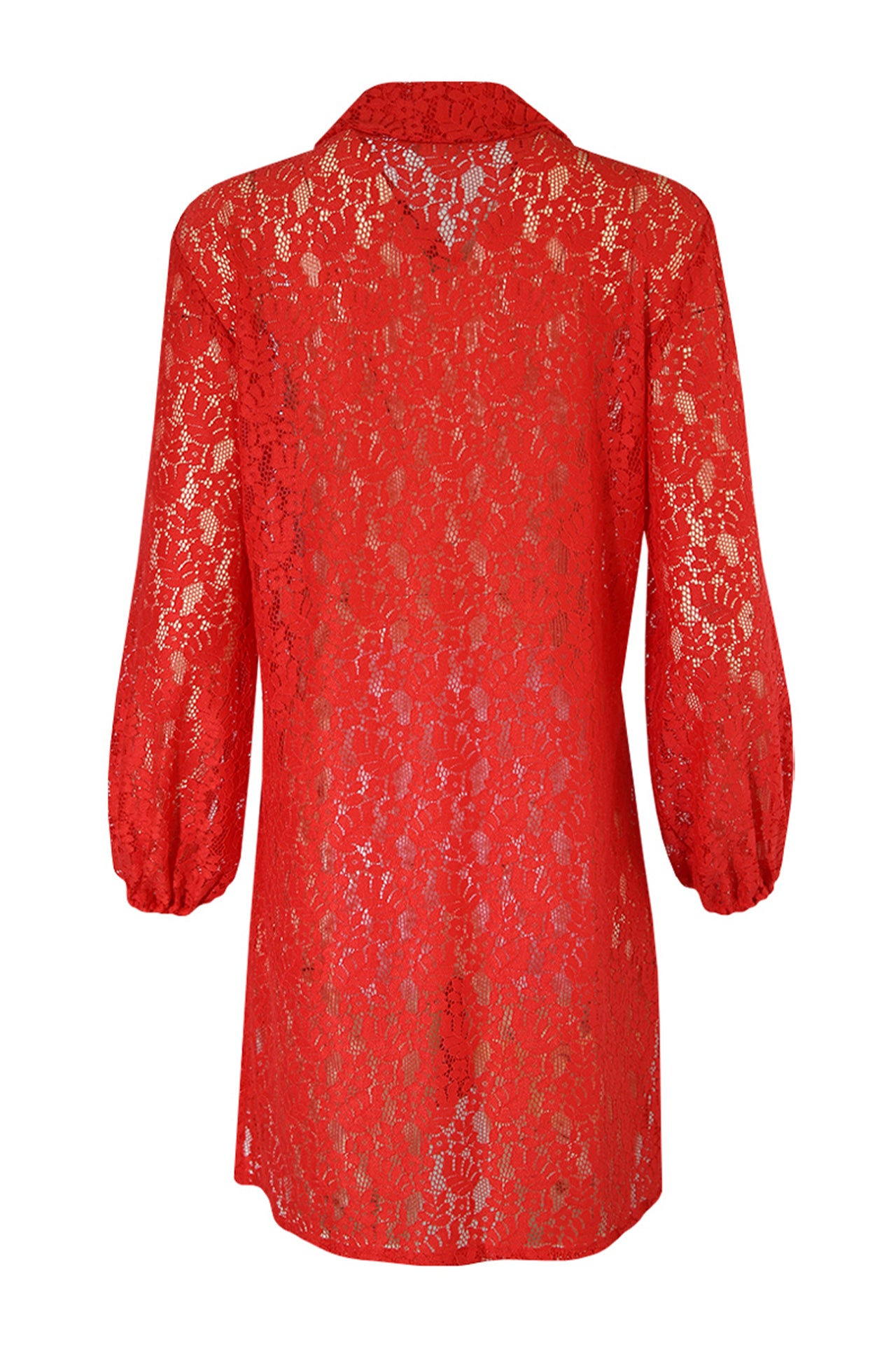 Camisa comprida em malha rendada