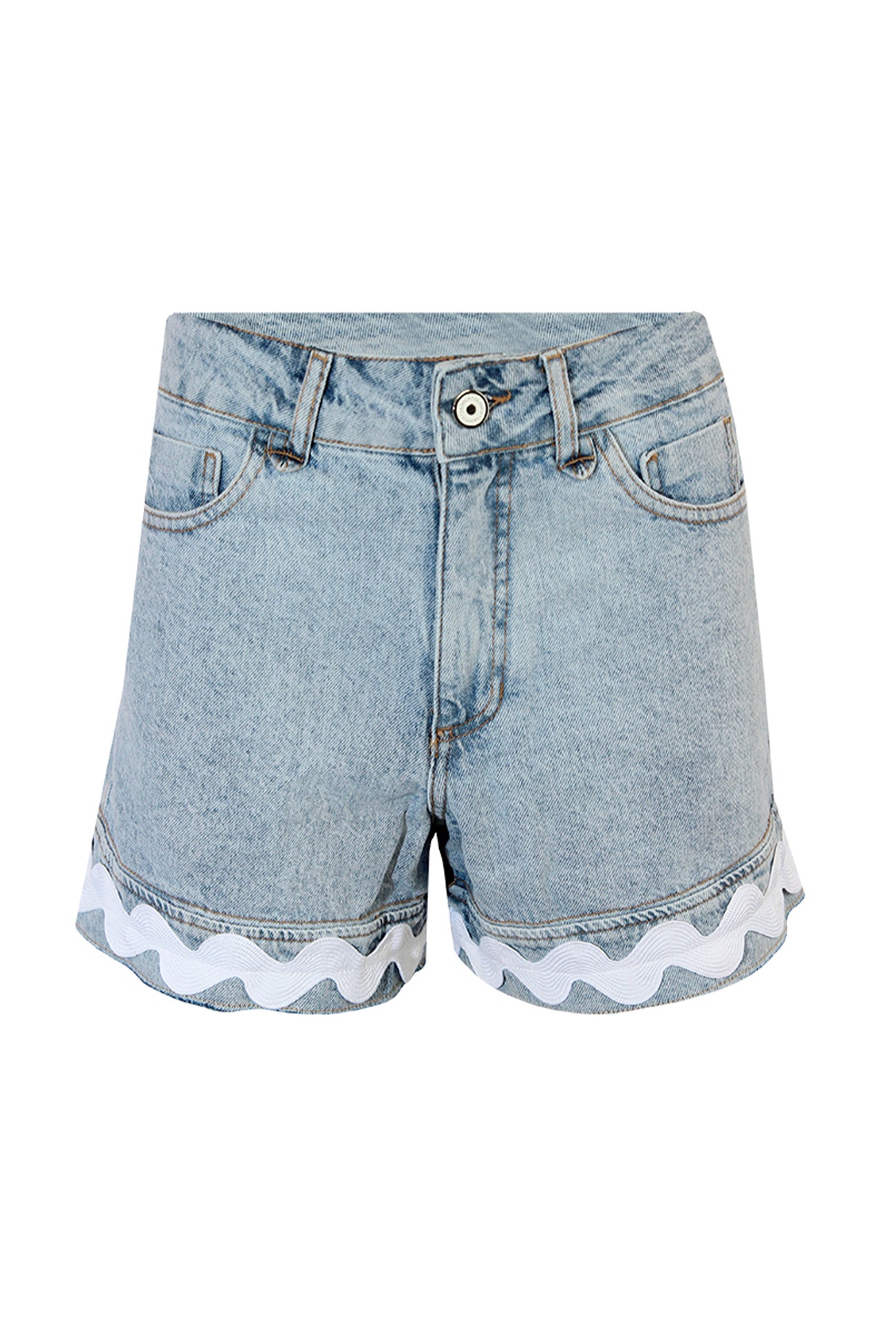 Calções denim cintura subida