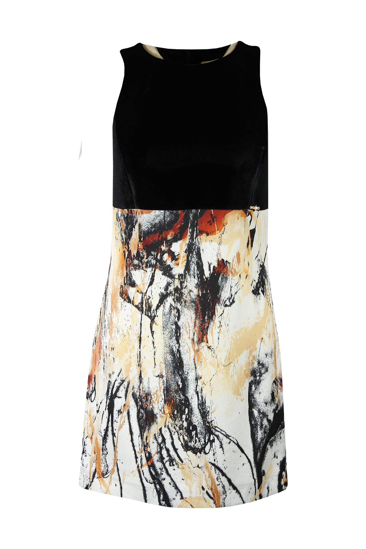 Vestido curto em veludo estampado