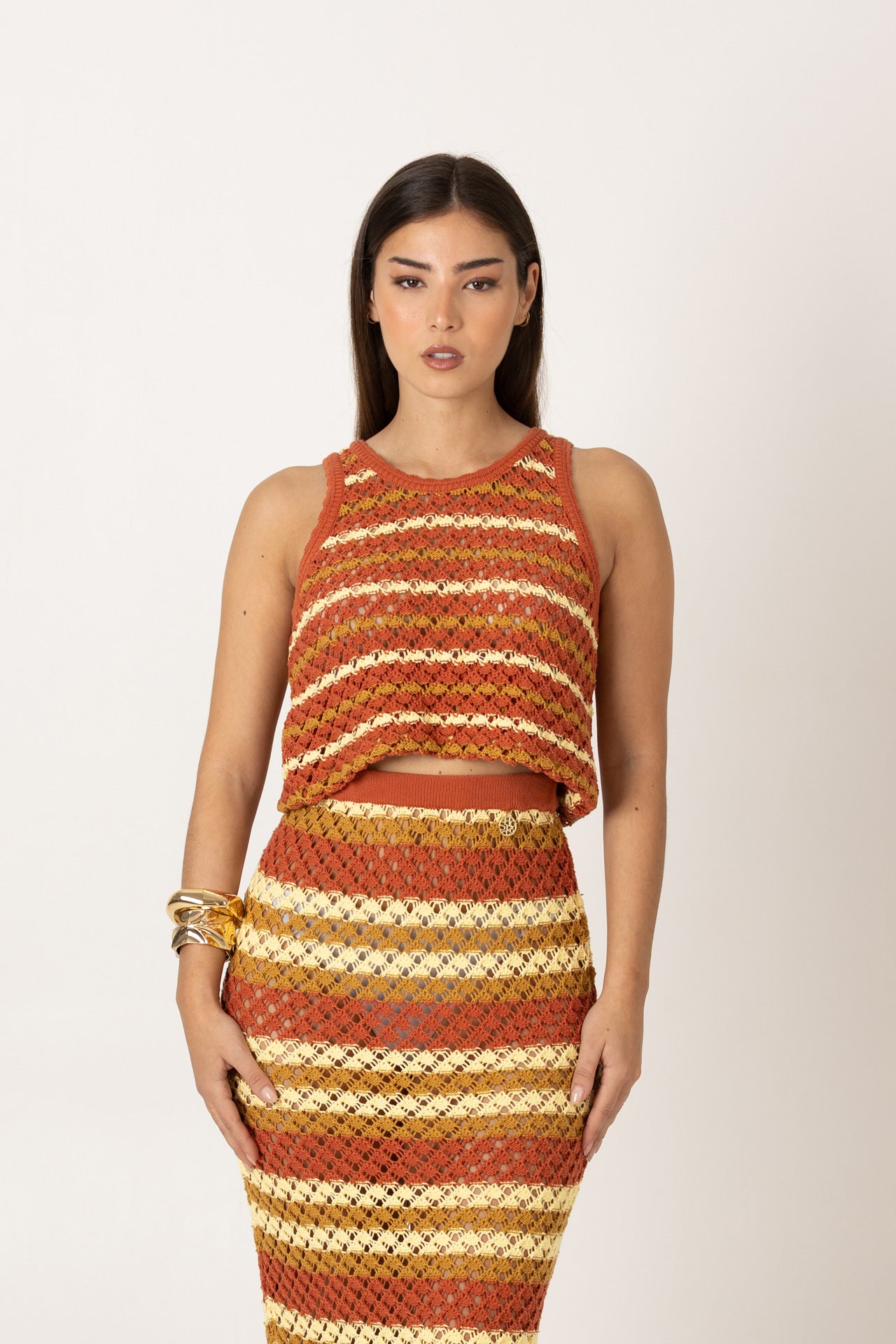 Top de crochê multicolor SH x GM