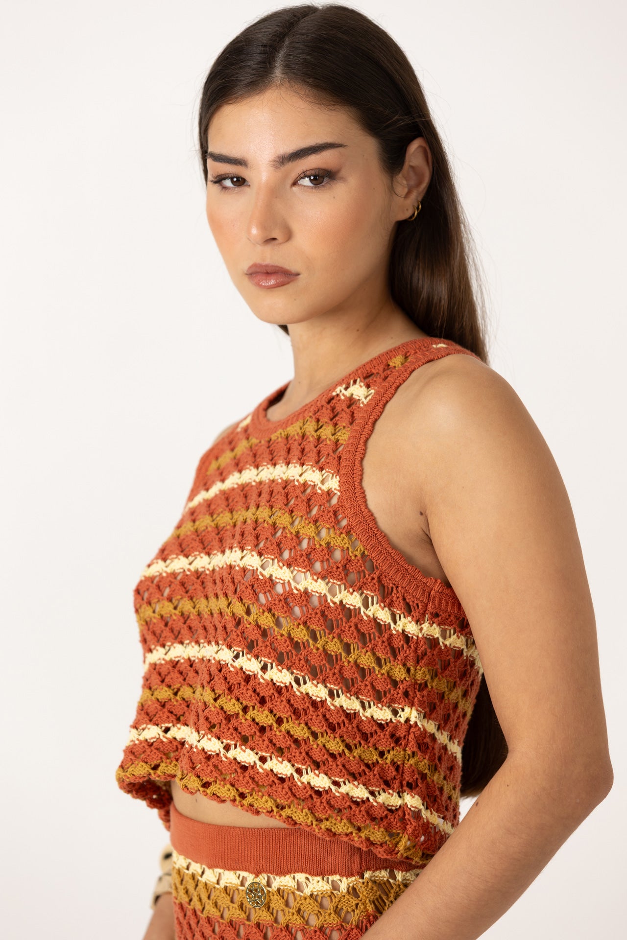 Top de crochê multicolor SH x GM