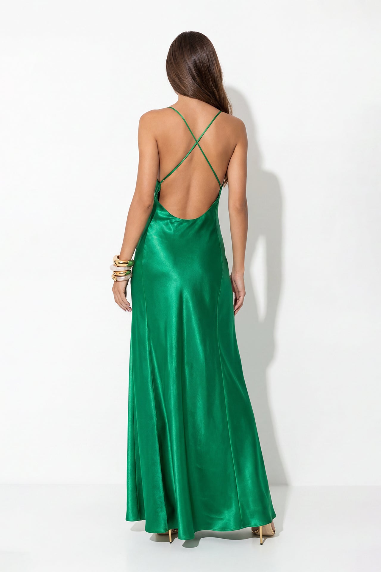 Vestido comprido acetinado
