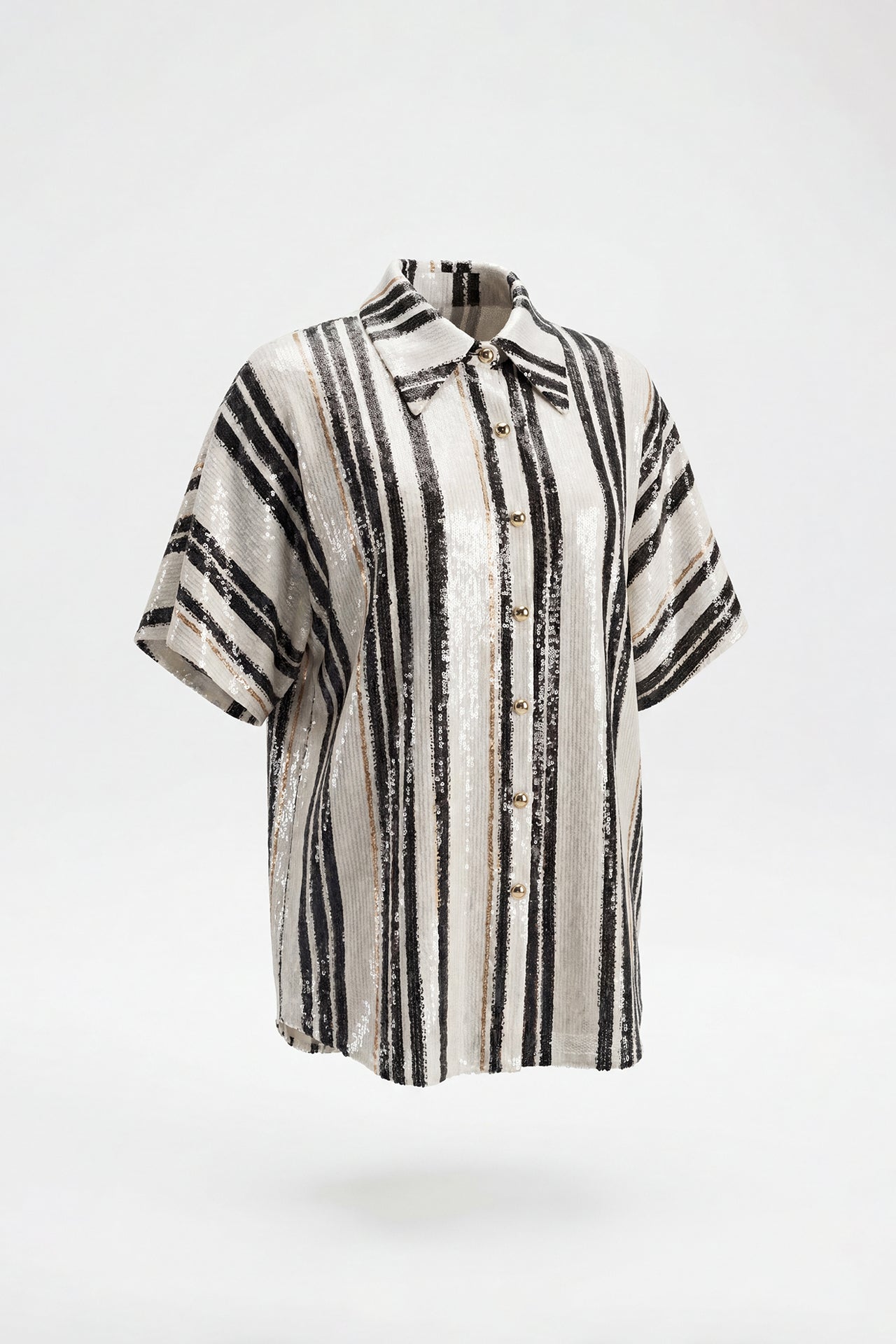 Camisa às Riscas com Lantejoulas