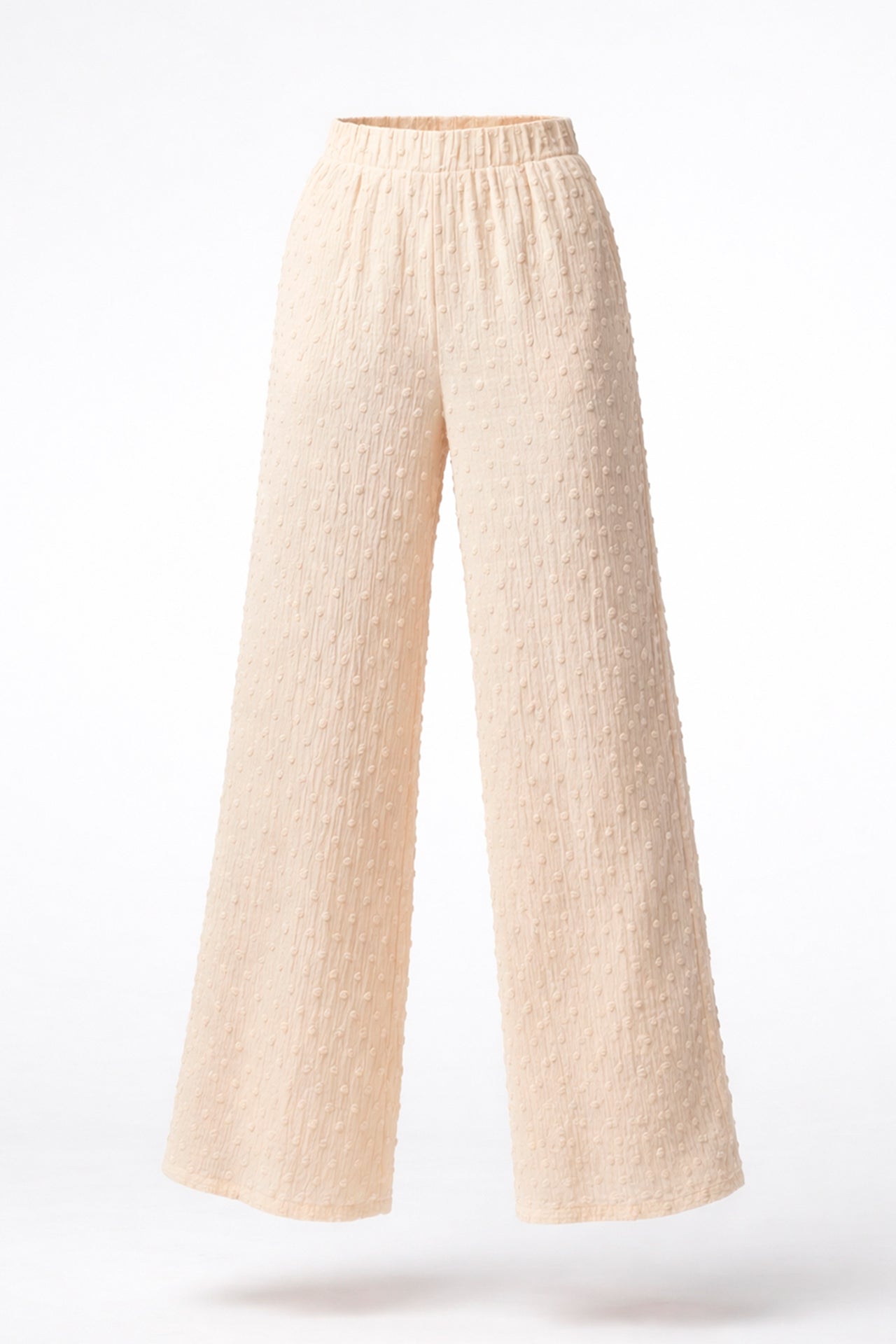 Calças de Perna larga em Tecido Texturizado