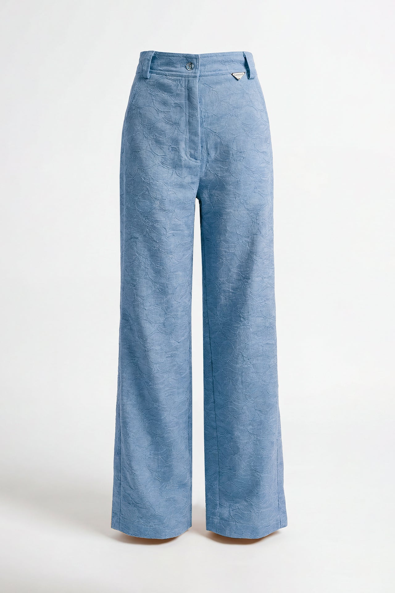 Calças de Cintura Subida em Renda