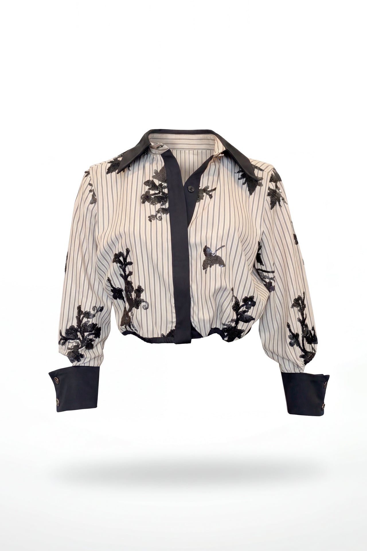 Camisa às Riscas com Bordado