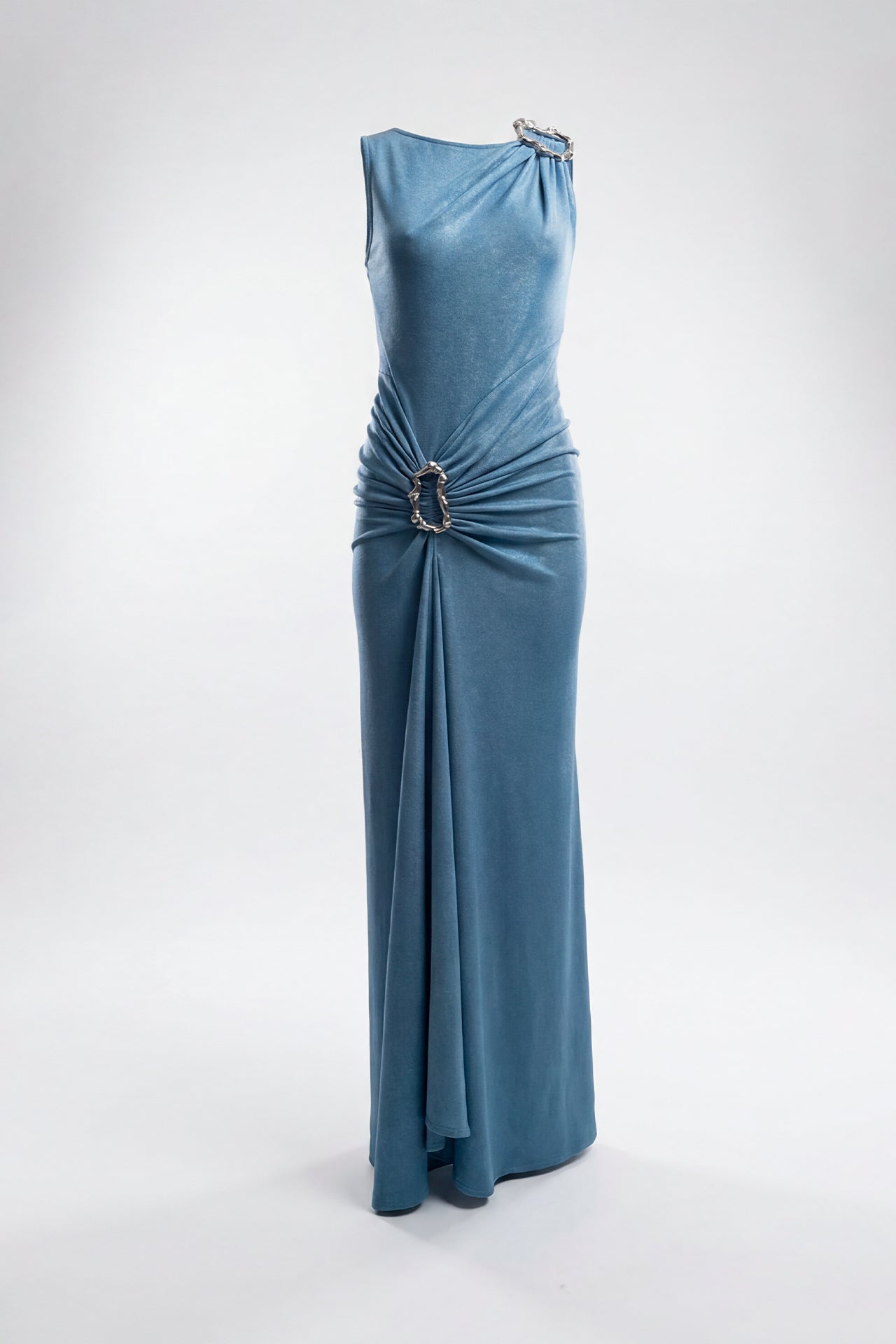 Vestido Longo Aplicações Prata
