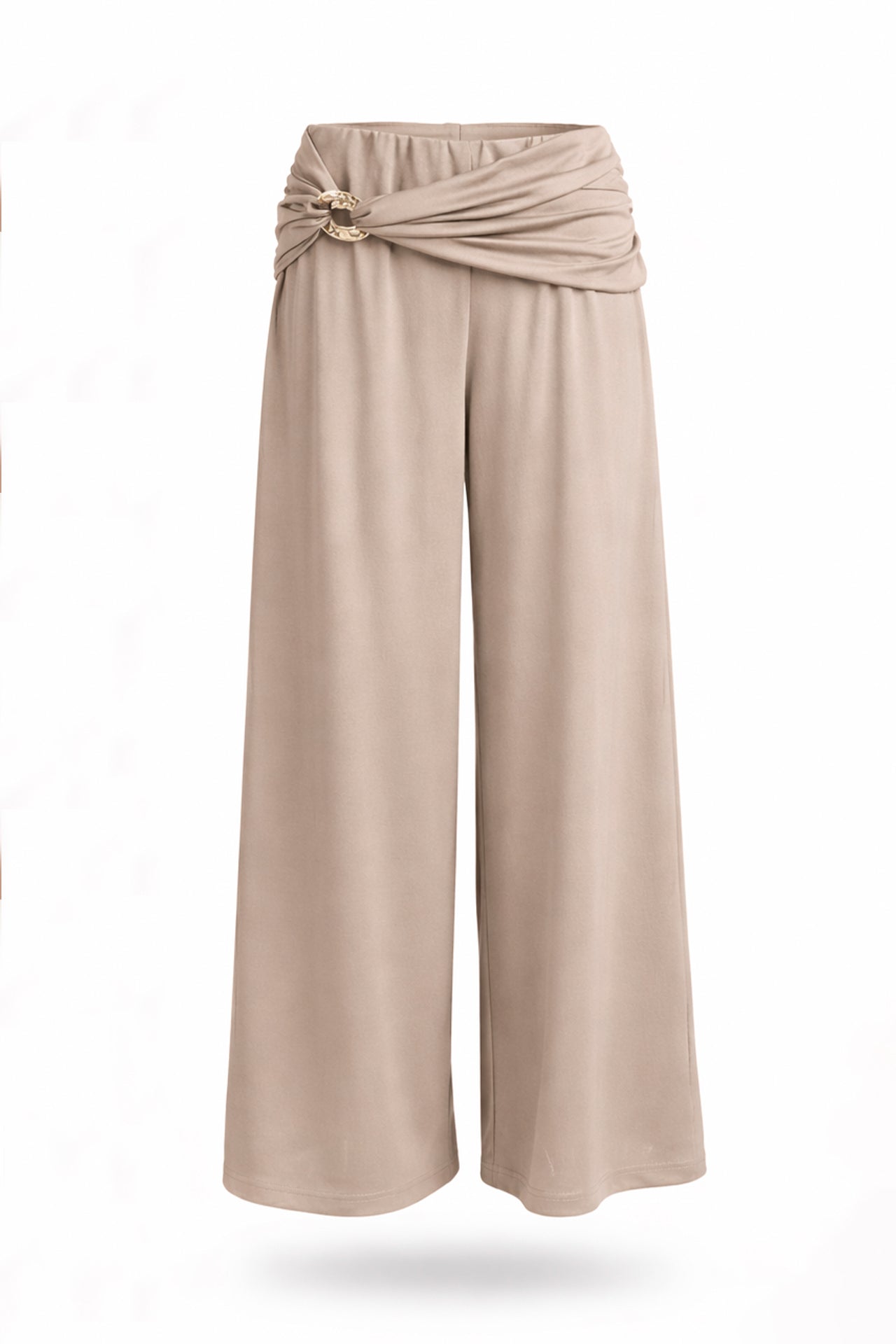 Calça com Drapeado e Fivela