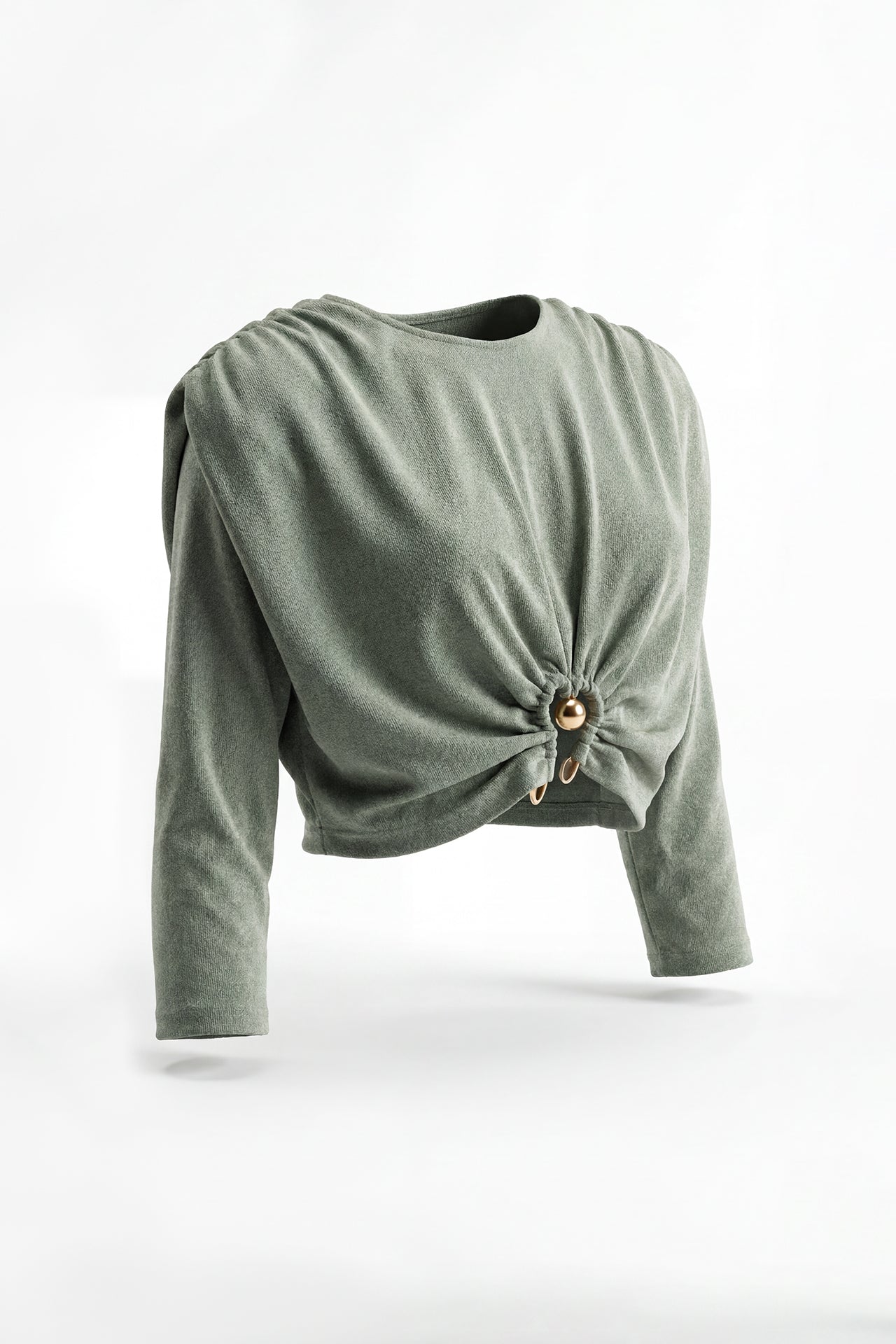 Top Corto Drapeado con Detalle Metálico