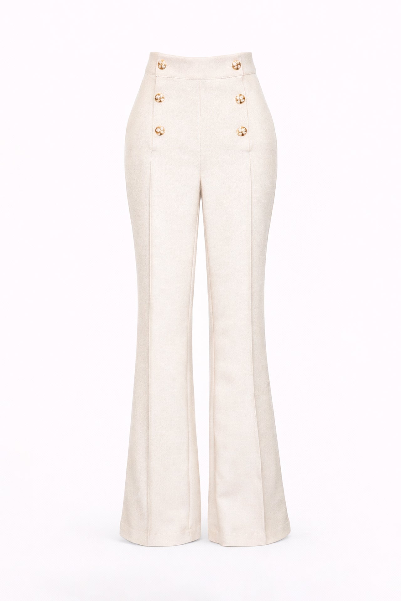 Calças Flare de Cintura Subida com Botões