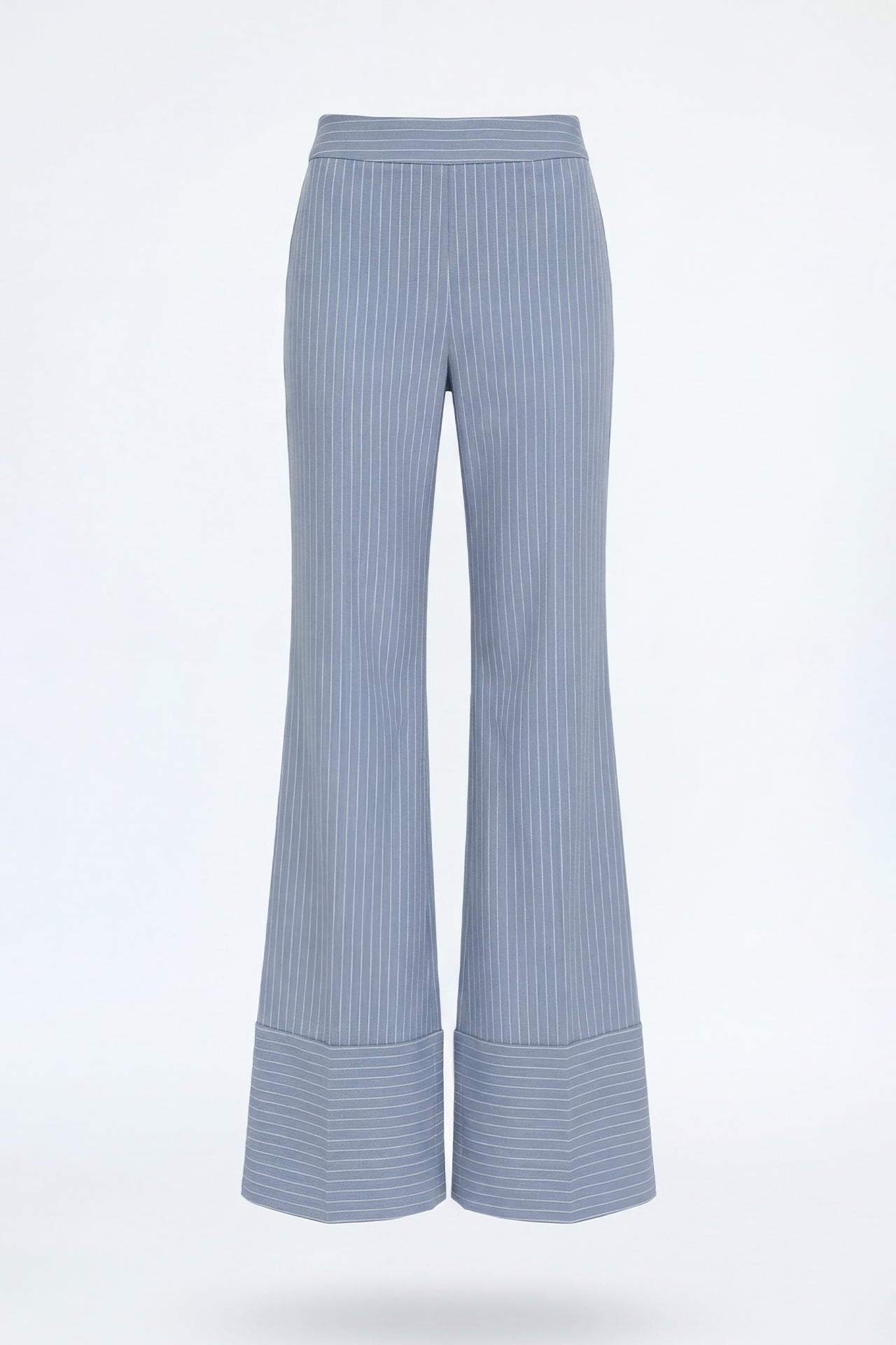 Calças Flare com Riscas e Bainha Contrastante