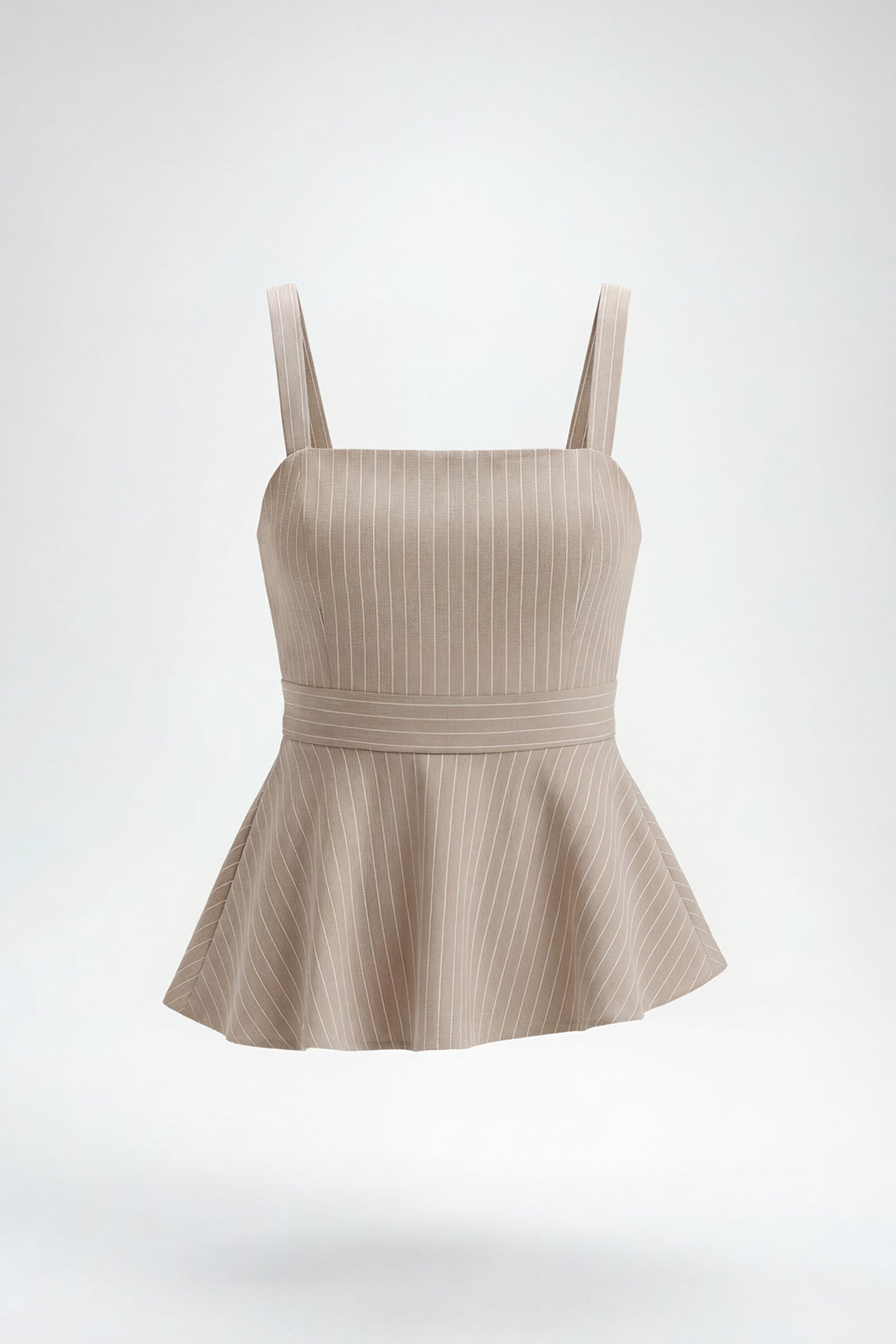 Top Peplum com Riscas e Alças Removíveis