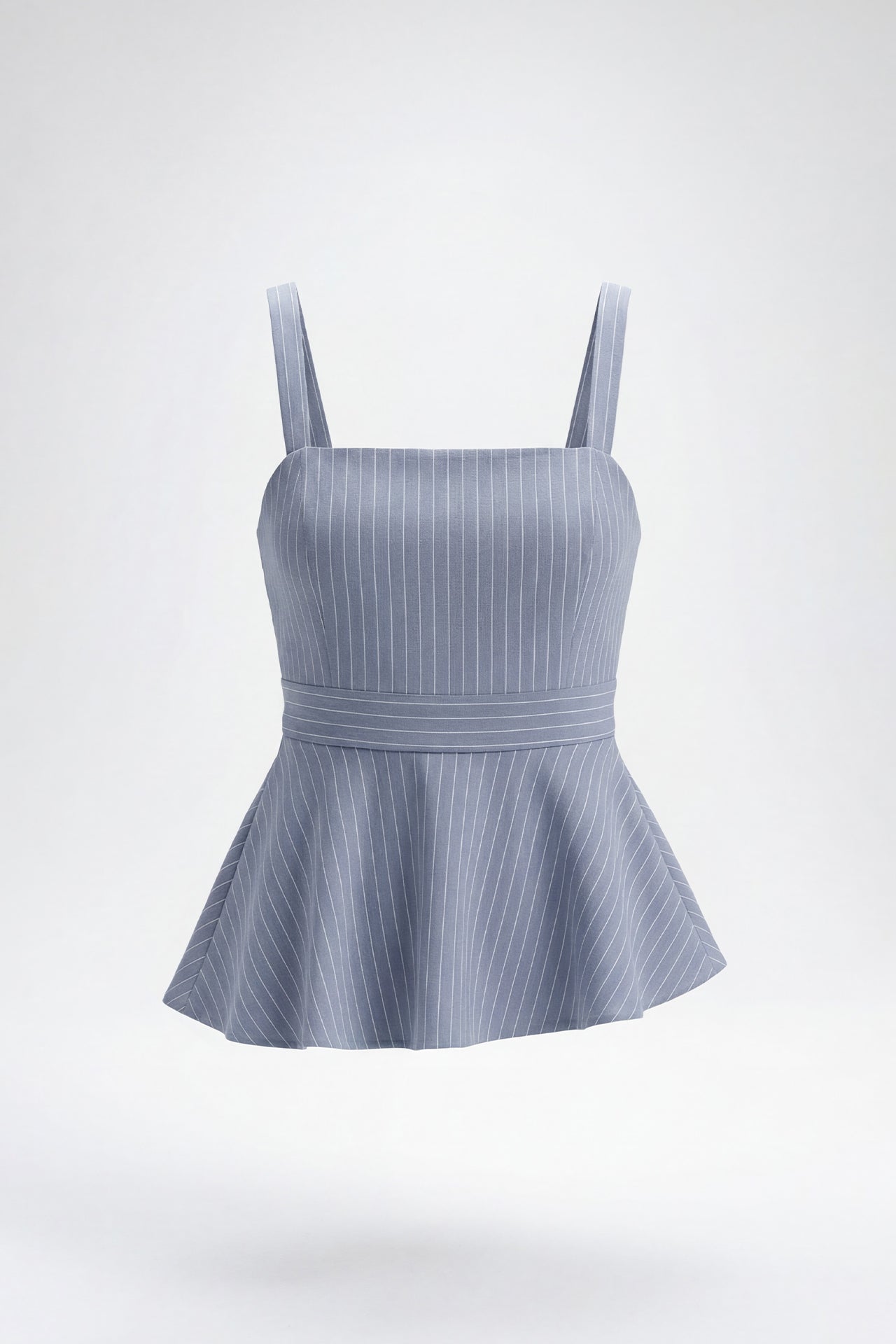 Top Peplum com Riscas e Alças Removíveis