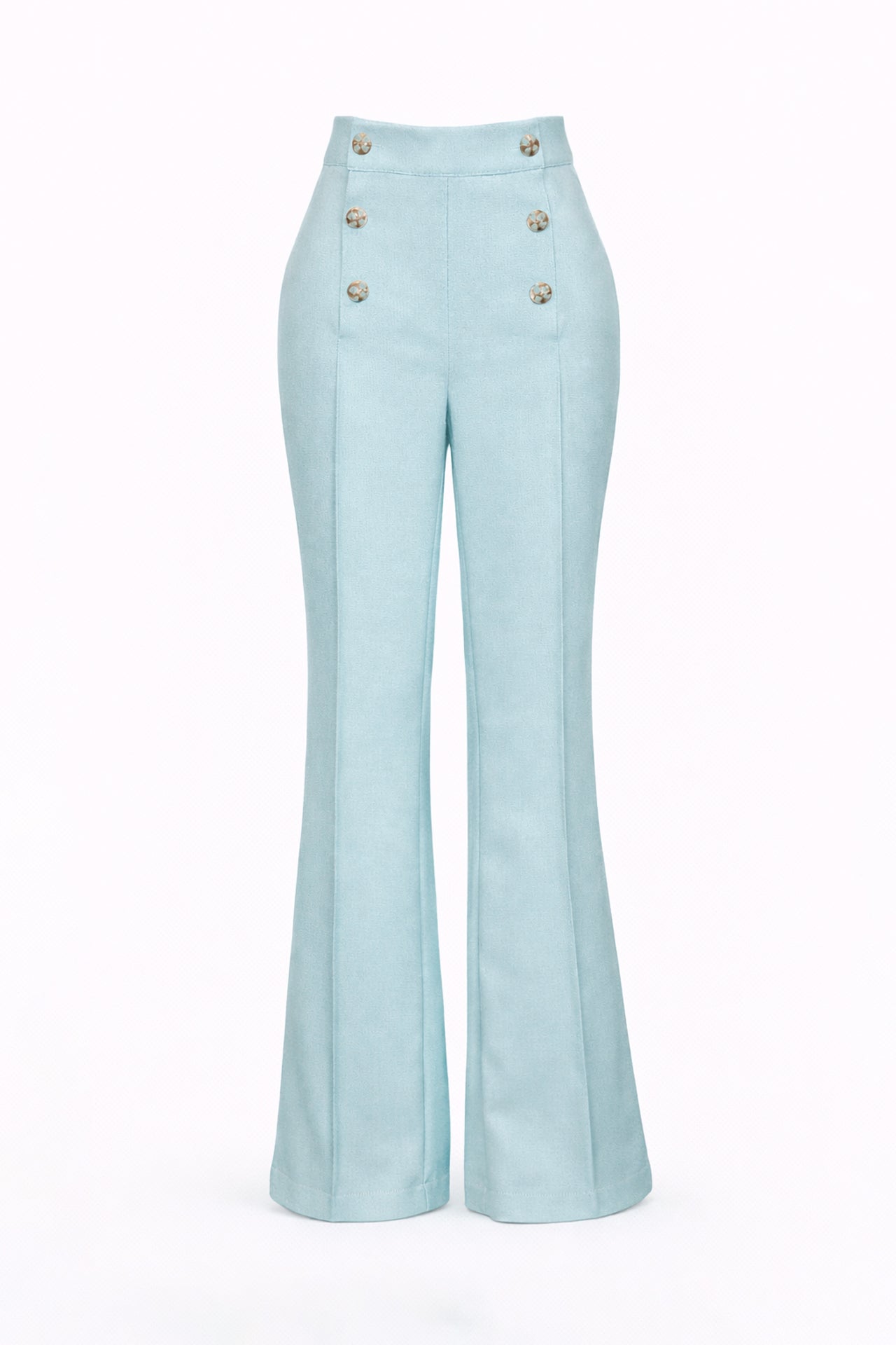 Calças Flare de Cintura Subida com Botões