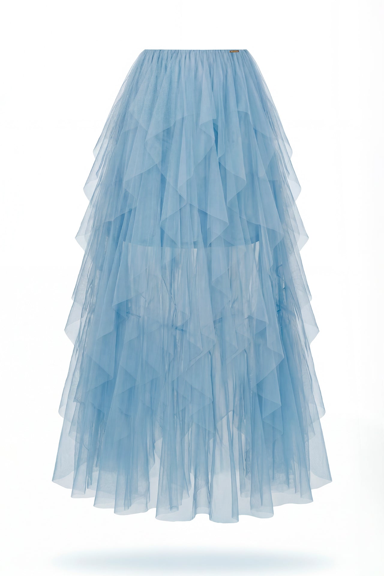 Saia comprida em tule com folhos