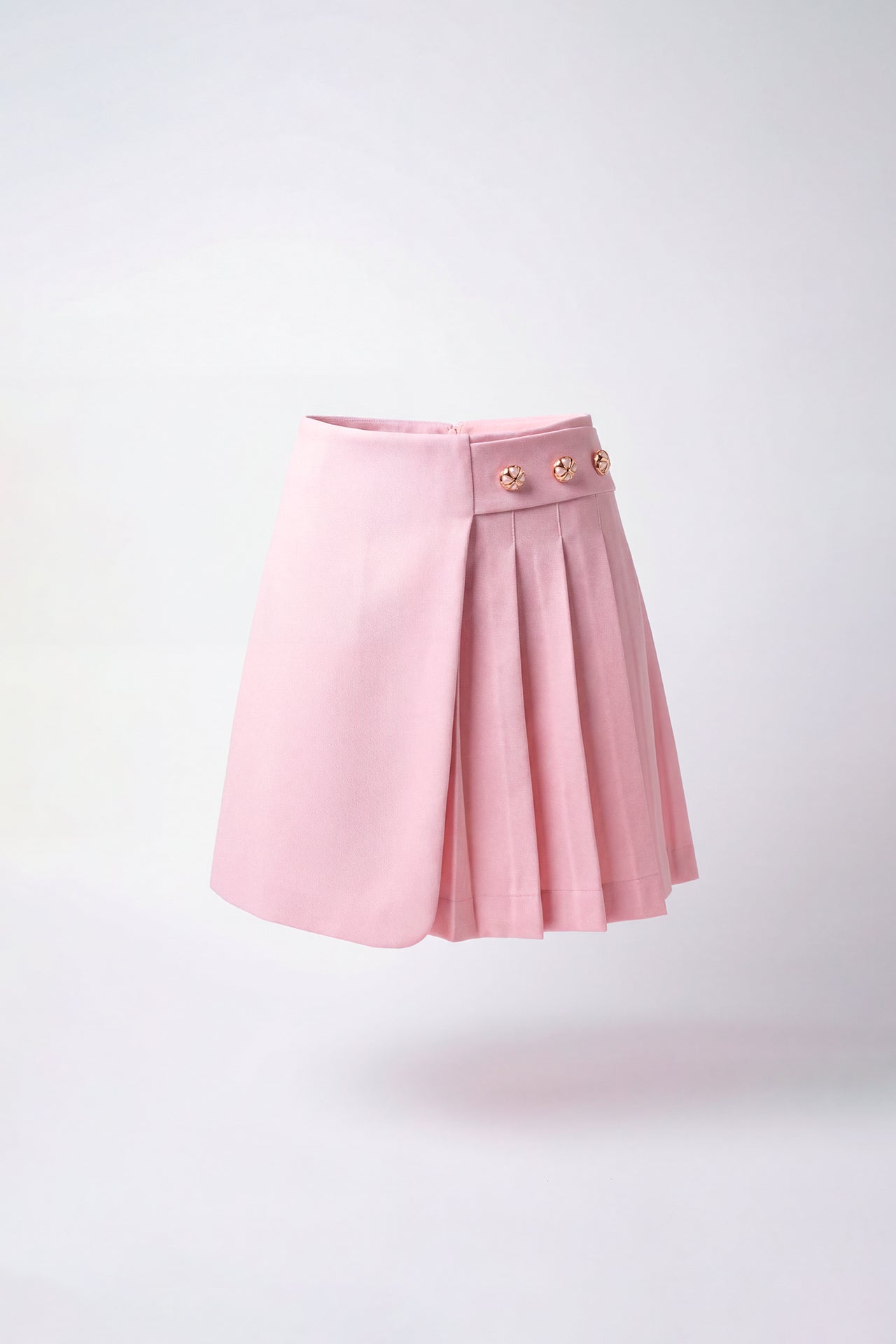 Saia-calção plissada com Botões