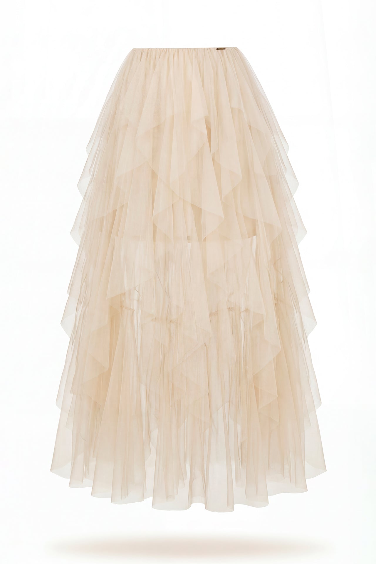 Saia comprida em tule com folhos