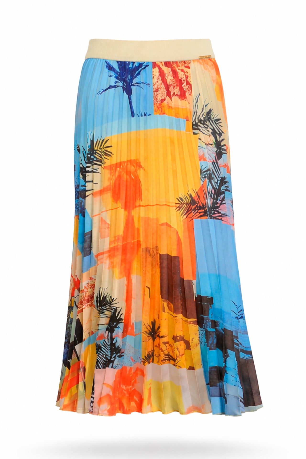 Saia Comprida Plissada com Padrão