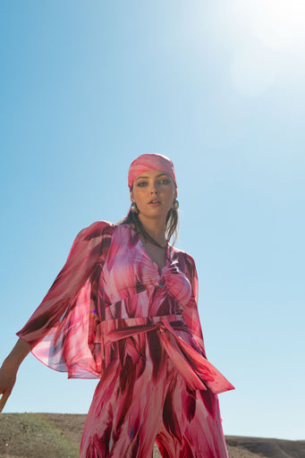 Body estampado manga fluída