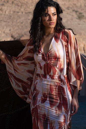 Body estampado manga fluída