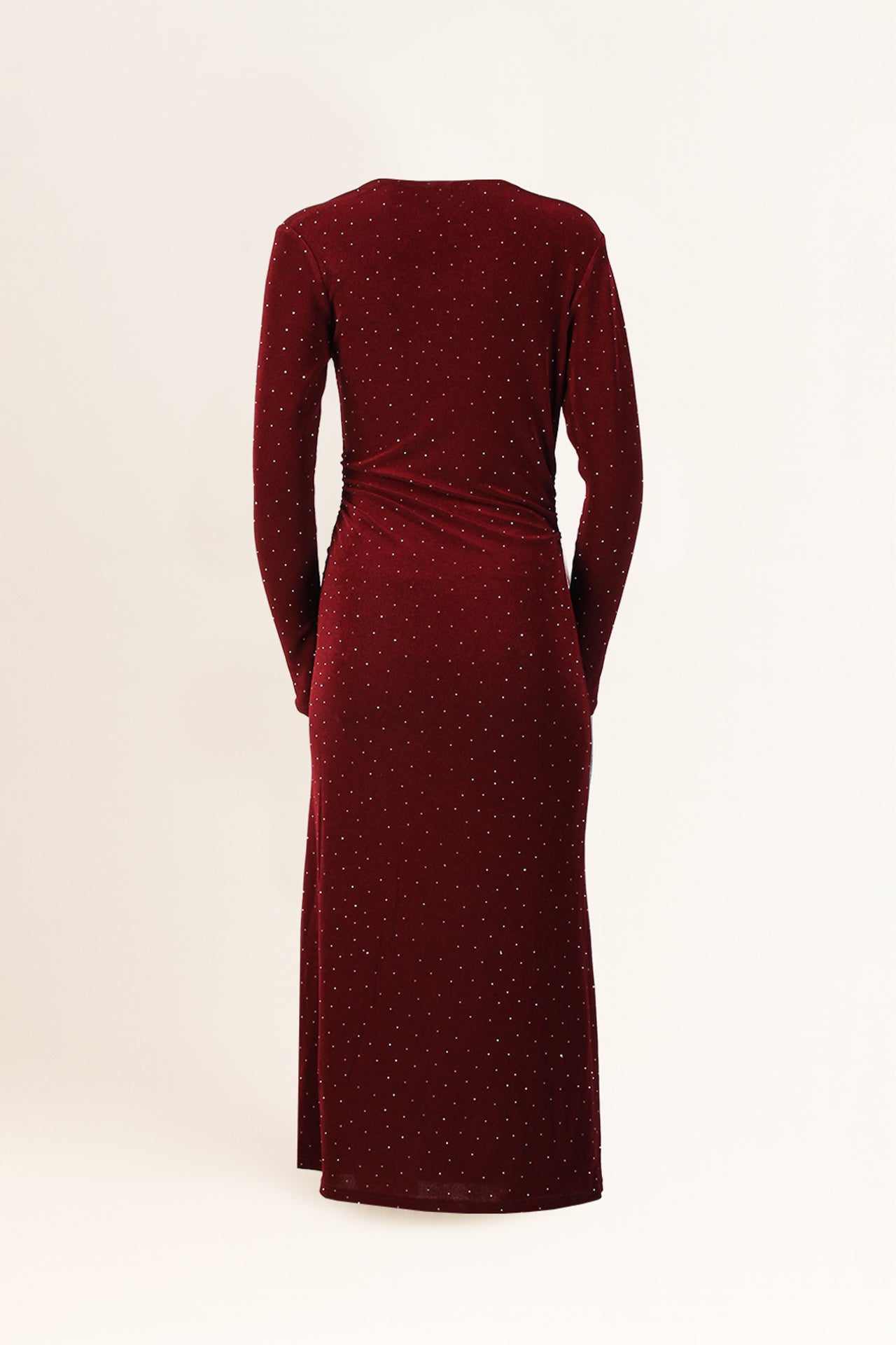 Vestido Aveludado Assimétrico com Microbrilhos