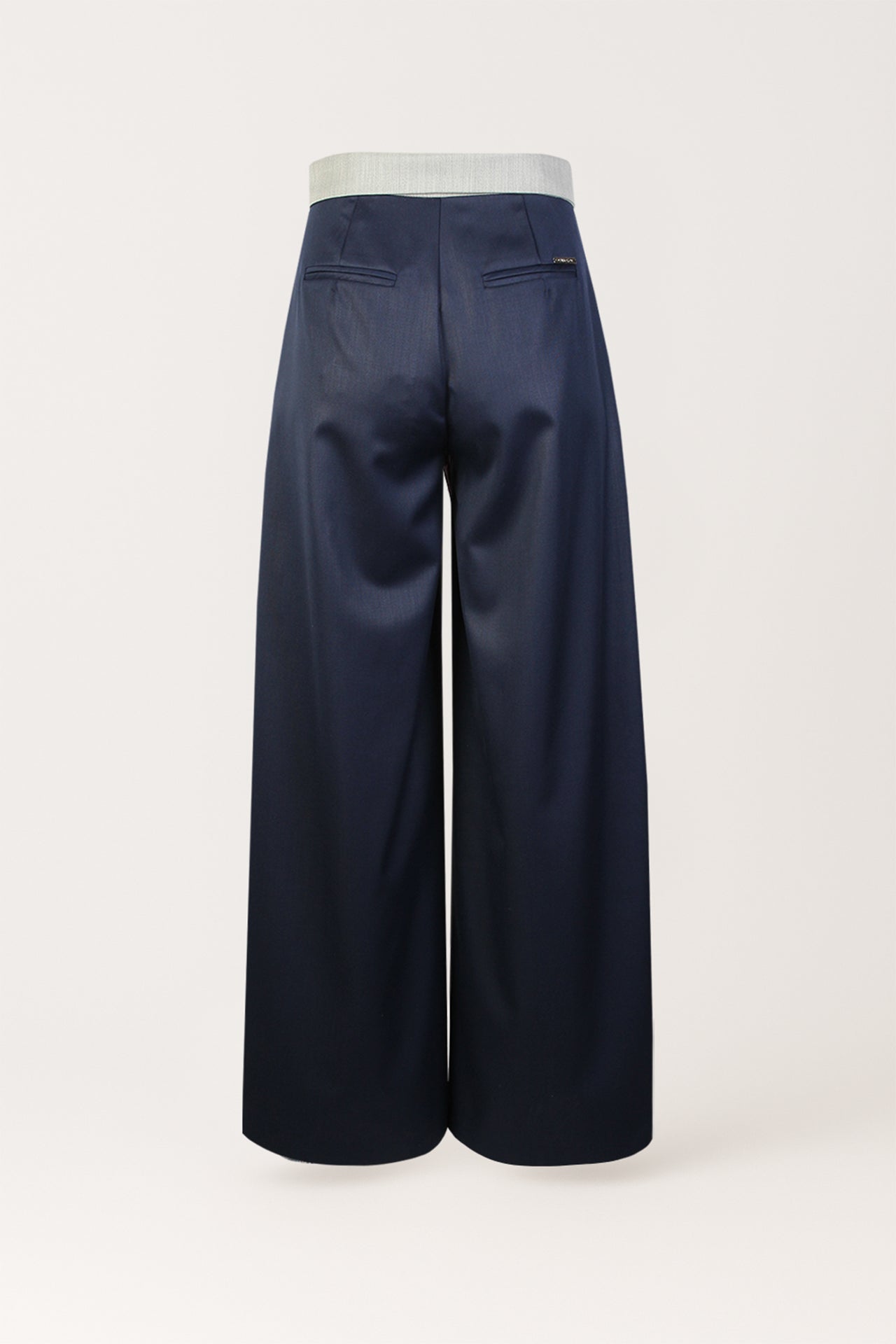 Calças de Alfaiataria Bicolor com Cintura Cruzada