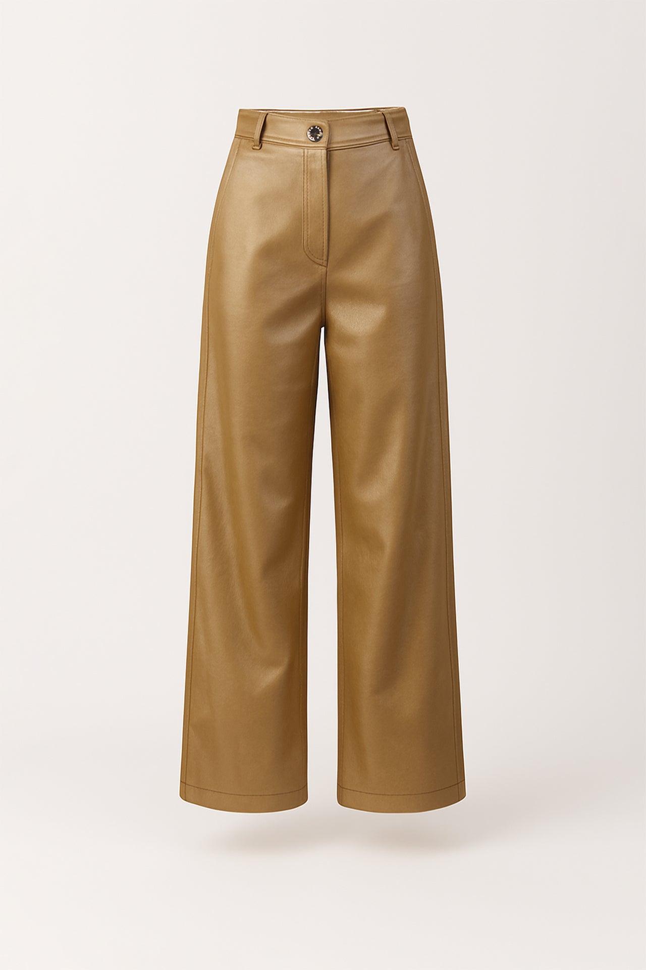 Calças em Eco Pele de Cintura Subida