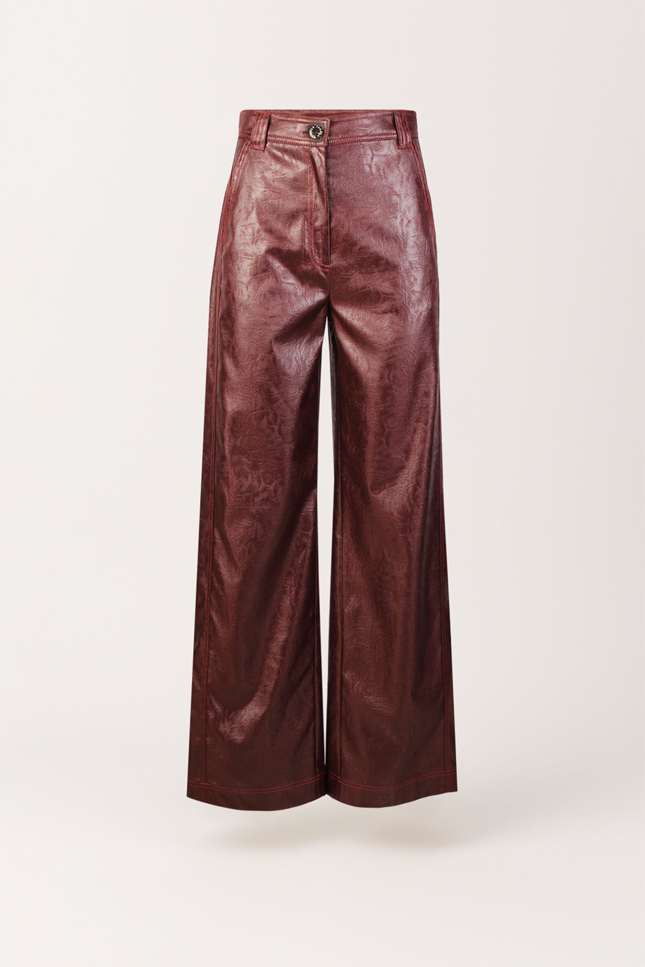 Calças em Eco Pele de Cintura Subida