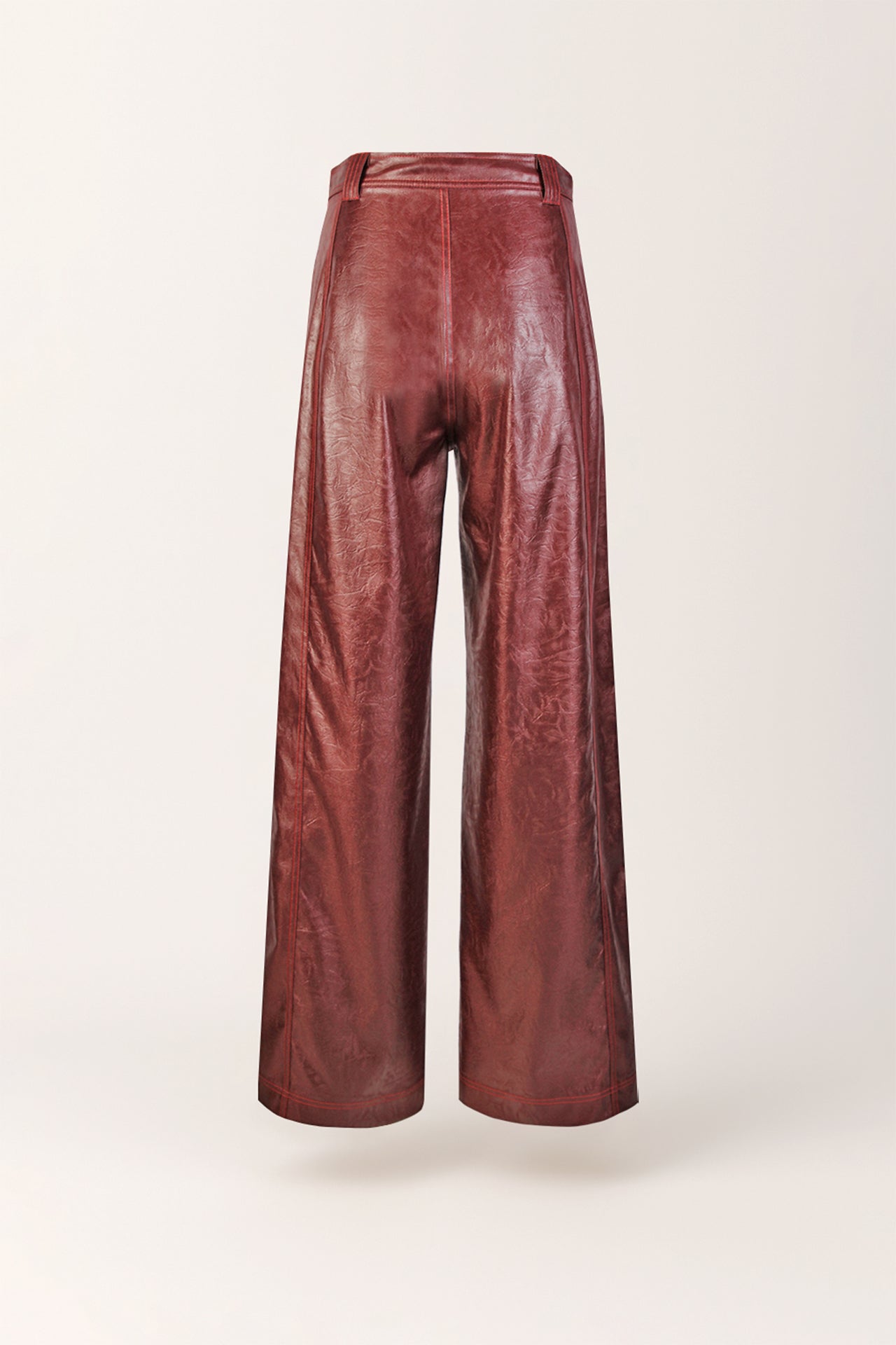 Calças em Eco Pele de Cintura Subida