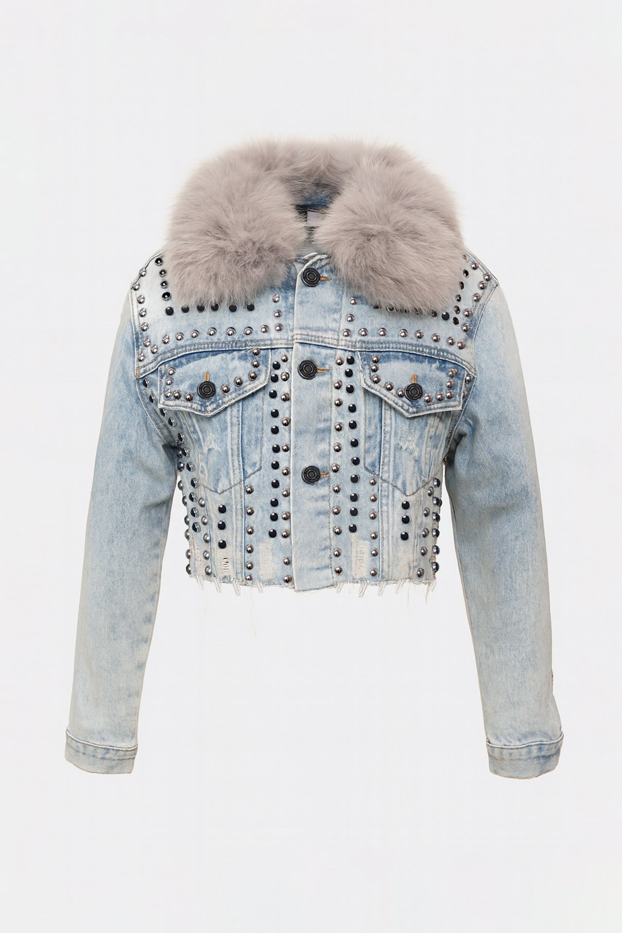 Casaco Denim com Pelo Natural