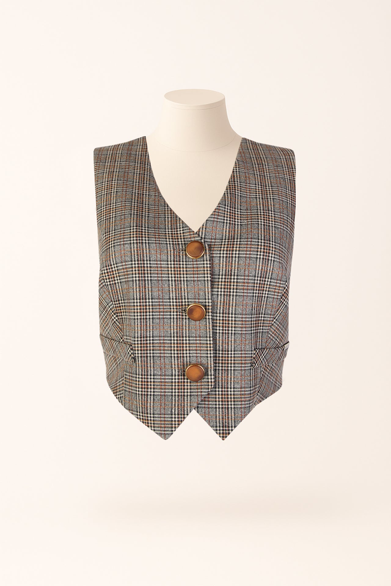 Colete em padrão Príncipe de Gales com botões