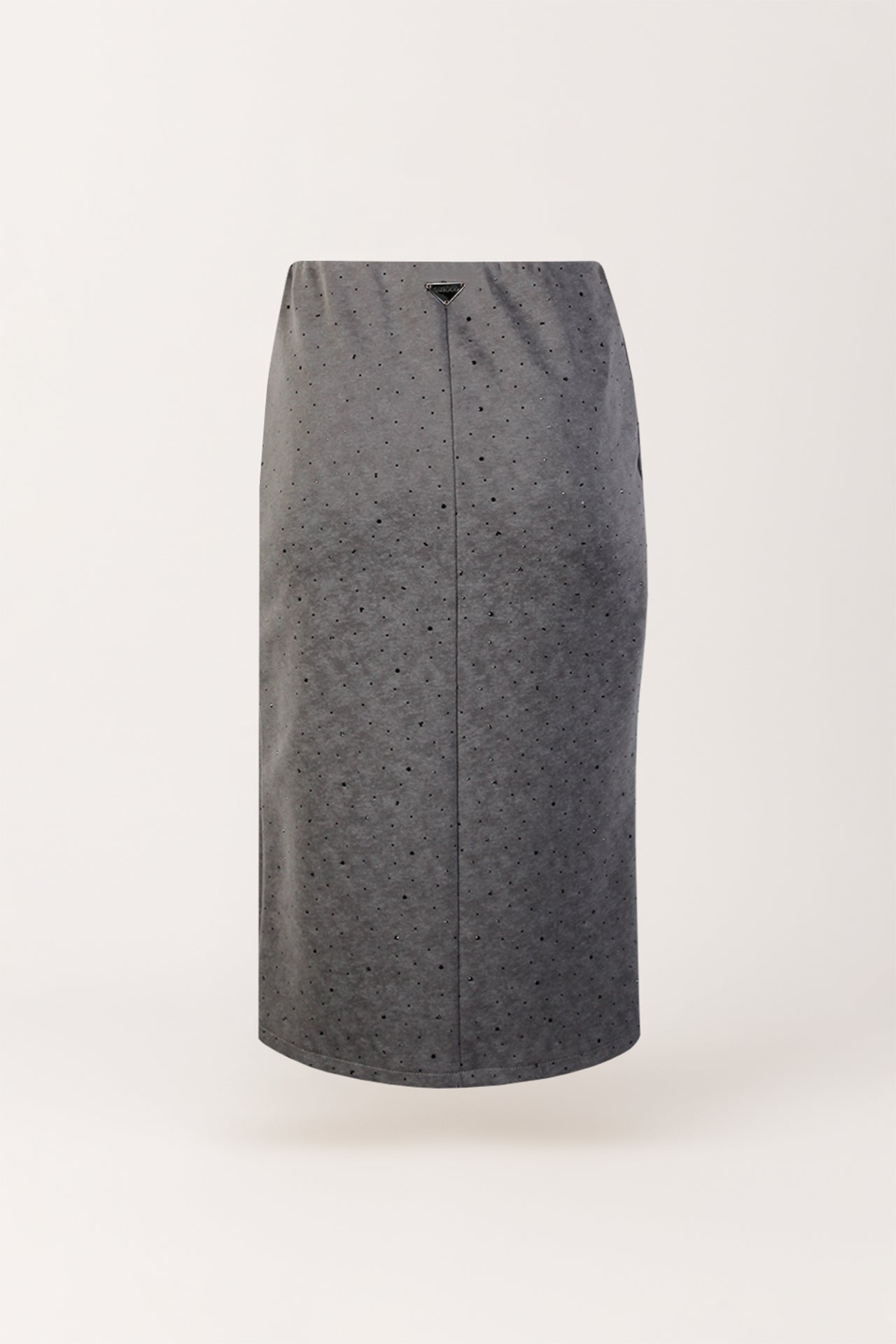 Saia Midi com Acabamento Pele de Pêssego e Aplicações Brilhantes