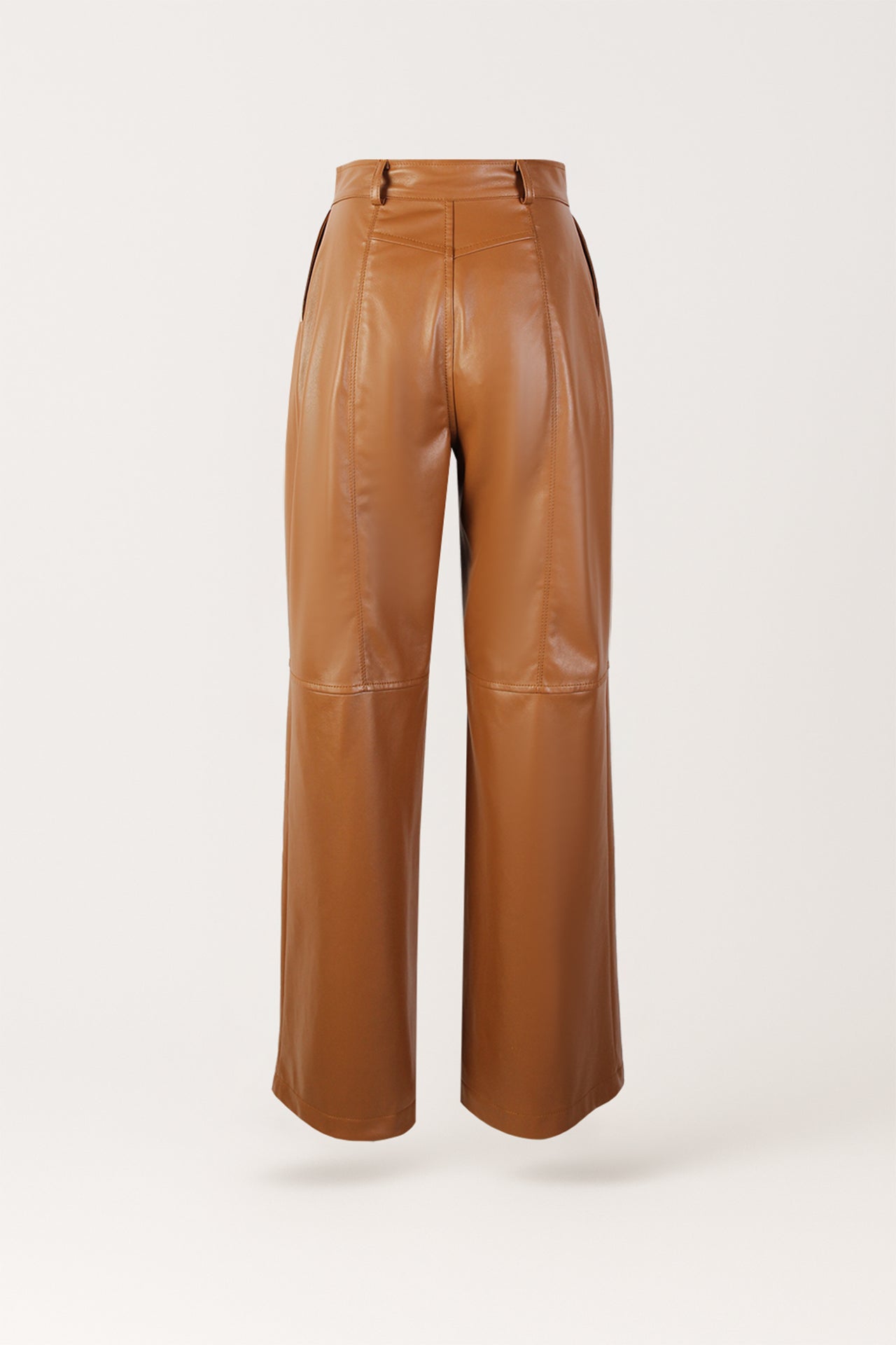 Calças com efeito de pele e cintura Média